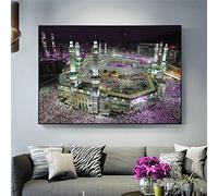 BROLEO Grande Mosquée De La Mecque Toile Art Affiches Et Gravures La Mecque Nuit Vue Mur Musulman Photos Art Islamique Peinture Sur Le Mur Décor/Pas De Cadre