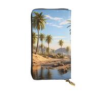 BROLEO Group of Palm Trees Portefeuille long en cuir pour filles et femmes à la mode - Durable, élégant et fonctionnel, Noir , Taille unique