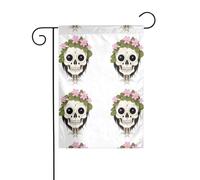 BROLEO Guirlande rose motif tête de mort quatre saisons drapeau de jardin décoration cour 30,5 x 45,7 cm