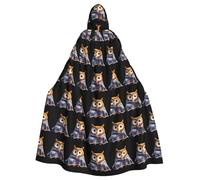 BROLEO Hibou Trembling Under The Quilt Impression Halloween Adulte Cape à Capuche Hommes et Femmes Vêtements Manteau Jeu de rôle