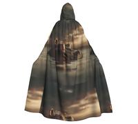 BROLEO Hippopotamus Observing The Shore Impression Halloween Adulte Cape à capuche Vêtements pour hommes et femmes Manteau Jeu de rôle