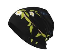 BROLEO Hirondelle de fleurs sur une branche imprimée chapeau tricoté adulte, chapeau haricot décontracté, chapeau élastique sans bord, unisexe noir