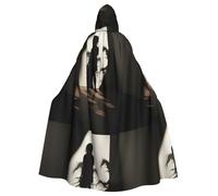 BROLEO Horrible Shadow Printing Halloween Cape à capuche pour homme et femme Vêtements Manteau Jeu de rôle