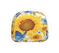 BROLEO Housse d'appui-tête de voiture élastique confortable Motif tournesols jaunes avec papillons bleus