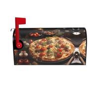 Broleo Housse de boîte aux lettres imperméable et solaire pour boîtes aux lettres de taille standard ou de grande taille, motif tomate et pizza alléchante, 64,8 x 53,3 cm