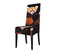 BROLEO Housse de protection pour chaise de salle à manger avec imprimé panda rouge coquin, doux, confortable, nécessaire extensible pour la plupart des chaises sans accoudoirs