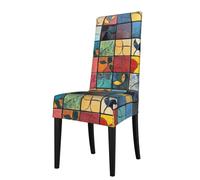 BROLEO Housse de protection pour chaise de salle à manger - Carreaux colorés imprimés - Doux, confortable, nécessaire extensible pour la plupart des chaises sans accoudoirs