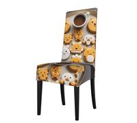 BROLEO Housse de protection pour chaise de salle à manger, jolis biscuits imprimés, doux, confortable, nécessaire extensible pour la plupart des chaises sans accoudoirs