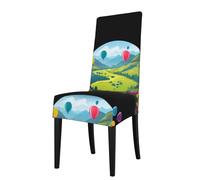 BROLEO Housse de protection pour chaise de salle à manger. La vallée est remplie de ballons imprimés - Doux, confortable, nécessaire extensible pour la plupart des chaises sans accoudoirs