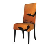 BROLEO Housse de protection pour chaise de salle à manger motif chauves-souris d'Halloween - Doux, confortable, nécessaire extensible pour la plupart des chaises sans accoudoirs