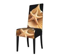 BROLEO Housse de protection pour chaise de salle à manger, motif étoile de mer dans une coquille, douce, confortable, nécessaire extensible pour la plupart des chaises sans accoudoirs