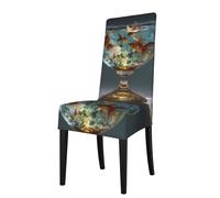 BROLEO Housse de protection pour chaise de salle à manger Motif poisson dans le verre - Doux, confortable, nécessaire extensible pour la plupart des chaises sans accoudoirs