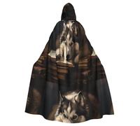 BROLEO Husky On The Book Impression Halloween Cape à capuche pour homme et femme Vêtements Manteau de jeu de rôle