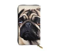 BROLEO Imagen De Pug Portefeuille long en cuir pour filles et femmes à la mode - Durable, élégant et fonctionnel, Noir , Taille unique