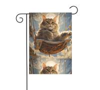 BROLEO Impression chaton sur la balançoire - Mât de drapeau de jardin - Décoration extérieure - Double face - 30,5 x 45,7 cm