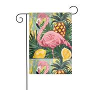 BROLEO Impression citron, ananas, flamant rose, mât de drapeau de jardin, décoration de cour extérieure double face, 30,5 x 45,7 cm