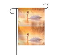 BROLEO Impression cygne blanc sur le lac - Mât de drapeau de jardin - Décoration extérieure - Double face - 30,5 x 45,7 cm