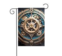 BROLEO Impression engrenages Steampunk Cool - Mât de drapeau de jardin - Décoration extérieure - Double face - 30,5 x 45,7 cm
