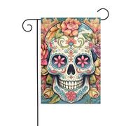 BROLEO Impression tête de mort en sucre quatre saisons drapeau de jardin décoration cour 30,5 x 45,7 cm