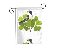 BROLEO Impression trèfle et hirondelle tachetée, mât de drapeau de jardin, décoration de cour extérieure double face, 30,5 x 45,7 cm