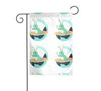 BROLEO Jade Rabbit on the Planet Impression Mât de drapeau de jardin extérieur Décoration de cour 30,5 x 45,7 cm