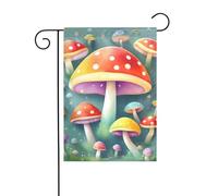 BROLEO Joli drapeau de jardin coloré imprimé champignons quatre saisons décoration cour 30,5 x 45,7 cm