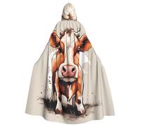 BROLEO Jolie cape à capuche pour adulte avec imprimé de petite vache sans fermeture éclair, confortable pour les fêtes costumées