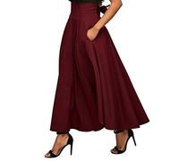 BROLEO Jupe longue, jupe longue respirante et élégante pour femme, rouge vin, Taille S