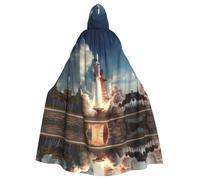 BROLEO Kennedy Cape à capuche pour adulte Motif fusée du centre spatial pour Halloween et événements à thème