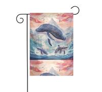 BROLEO Killer Whales in the Waves Print Four Seasons Garden Flag Décoration cour 30,5 x 45,7 cm