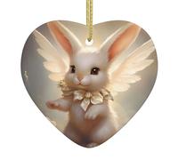 Broleo Kind Little Rabbit Angel Prints Christmas Ceramic Love Pendentif Décoration d'intérieur Festival Cadeau