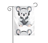 BROLEO Koala écoutant de la musique impression drapeau quatre saisons jardin cour décoration 30,5 x 45,7 cm