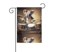 BROLEO Koala jouant de la batterie impression quatre saisons drapeau jardin cour décoration 30,5 x 45,7 cm