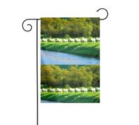 BROLEO Licornes au bord de la rivière - Mât de drapeau de jardin - Décoration de cour extérieure - Tendance - 30,5 x 45,7 cm