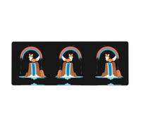 BROLEO Little Fox At Rainbow Falls Tapis de souris extra large avec forte adhérence, durable, bord de verrouillage précis 30,5 x 80 cm