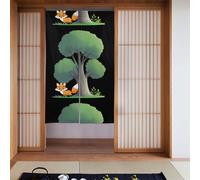 BROLEO Little Fox Rideau de porte imprimé derrière l'arbre pour salle de bain, à moitié couvert, rideaux de séparation 86,4 x 142,2 cm