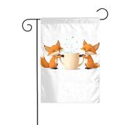 BROLEO Little Fox Tasse à laver Motif drapeau de jardin 4 saisons Décoration de cour 30,5 x 45,7 cm