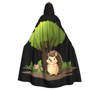 BROLEO Little Hedgehog Under The Flower Tree Printing Halloween Adulte Cape à capuche pour homme et femme Manteau de cheminée Jeu de rôle
