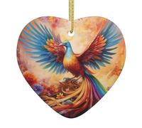 Broleo Little Phoenix On The Rainbow Prints Pendentif de Noël en céramique Décoration d'intérieur Festival Cadeau