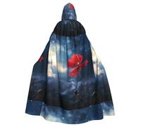 BROLEO Little Red Flower Under The Sky Prints Cape à capuche pour adulte sans fermeture éclair, confortable pour les fêtes costumées