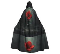 BROLEO Little Red Flowers In The Rain Impression Halloween Adulte Cape à capuche Vêtements pour hommes et femmes Manteau Jeu de rôle