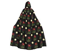 BROLEO Little Red Flowers Under The Sun Prints Cape à capuche pour adulte sans fermeture éclair, confortable pour les fêtes costumées