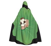 BROLEO Little Sloth On Lotus Leaf Printing Halloween Cape à capuche pour homme et femme