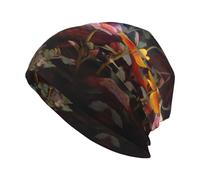 BROLEO Little Snake in The Flowerbed Prints Bonnet tricoté pour adulte, chapeau haricot décontracté, chapeau élastique sans bord, unisexe noir