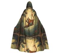 BROLEO Little Tiger On The Swing Impression Halloween Adulte Cape à capuche Vêtements Homme et Femme Manteau Jeu de rôle