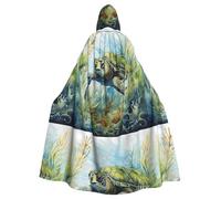 BROLEO Little Turtle In The Seaweed Impression Halloween Cape à capuche pour homme et femme Vêtement de cheminée Jeu de rôle