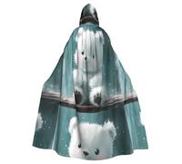 BROLEO Little White Bear In The Rain Impression Halloween Adulte Cape à capuche Vêtements pour homme et femme Manteau pour jeu de rôle
