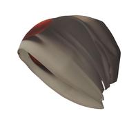 BROLEO Little White Cat Eating Apple Prints Bonnet tricoté pour adulte, chapeau haricot décontracté, chapeau élastique sans bord, unisexe