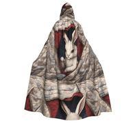 BROLEO Little White Rabbit In The Quilt Impression Halloween Adulte Cape à capuche Vêtements pour hommes et femmes Manteau pour jeu de rôle
