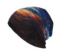 BROLEO Lollipop in The Starry Sky Prints Chapeau tricoté pour adulte, chapeau de haricot décontracté, chapeau élastique sans bord, unisexe noir